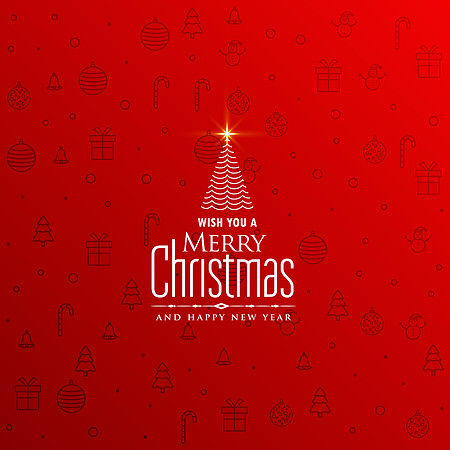 elegant red christmas background with creative tree design